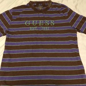 Men’s Guess Est. Logo Striped Long Sleeve T-Shirt